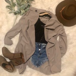 Cute taupe lightweight long jacket